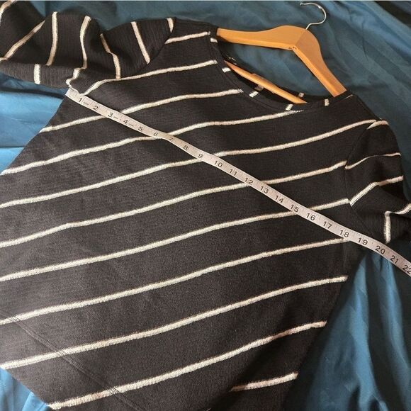 Habitat black and white angled stripes  100% cotton 3/4 sleeve top x small xs - Picture 7 of 10